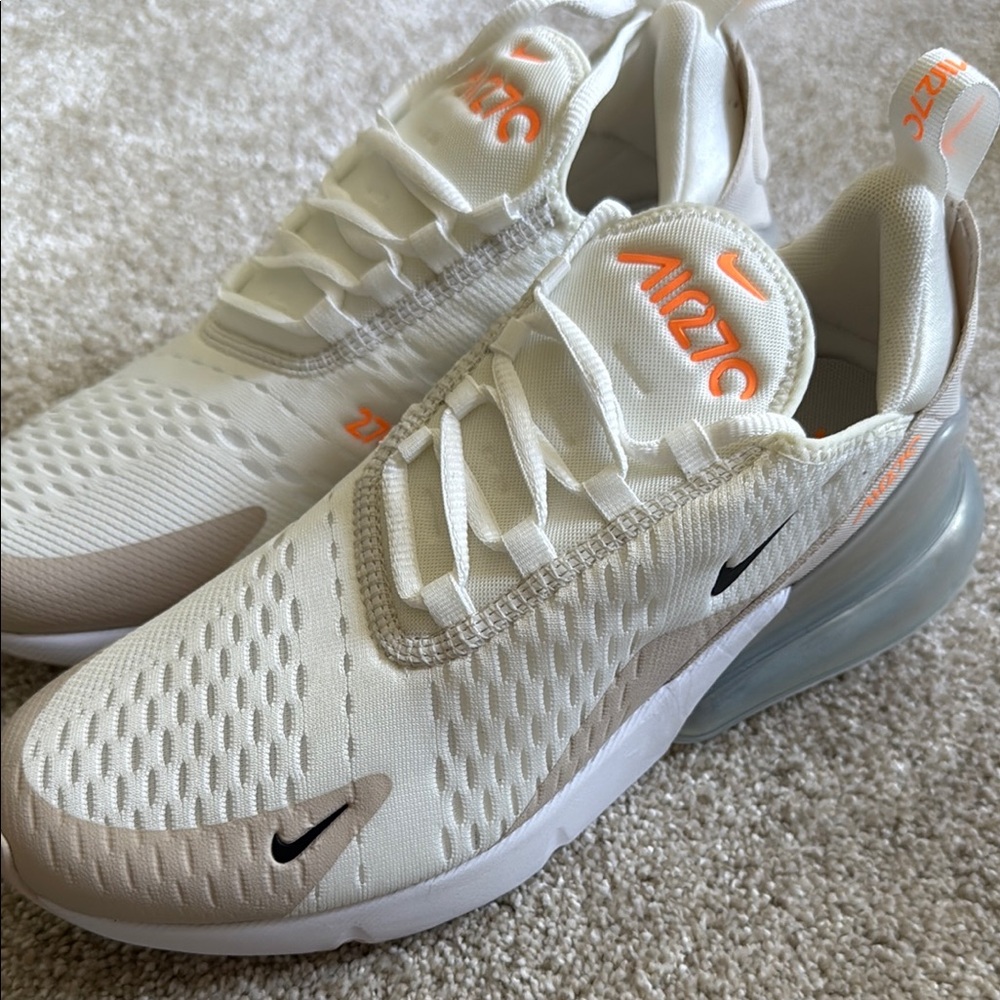 Nike Air Max 270 Cream and Orange Sneakers